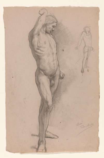 Male Nude, Front View by August Allebe