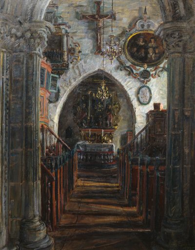 Interior, Dale church, Luster by August Eiebakke