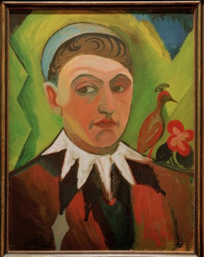 Clown, Caricatured Self-Portrait by August Macke