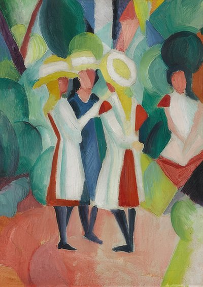 Three Girls with Yellow Straw Hats (I). 1913 by August Macke