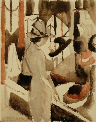 Woman in Front of Hat Shop by August Macke