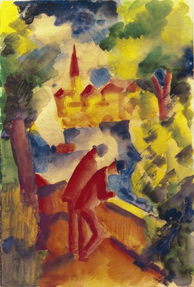 Men on the Street by the Lake by August Macke