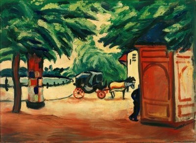 Horse-Drawn Carriage by a Park Lake by August Macke
