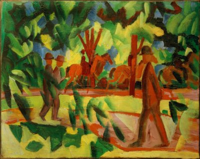 Rider and Walkers in the Alley by August Macke