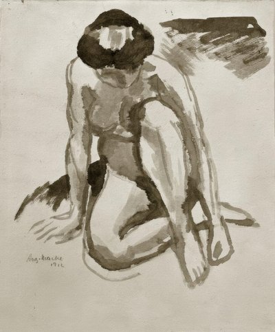 Seated Nude, Leaning Forward by August Macke