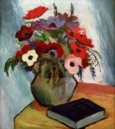 Still Life with Anemones and Blue Book by August Macke