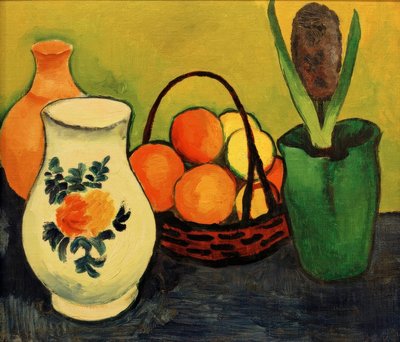 White Jug with Blue Fruits by August Macke