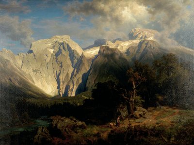 Limestone Mountain Landscape by August Wilhelm Leu