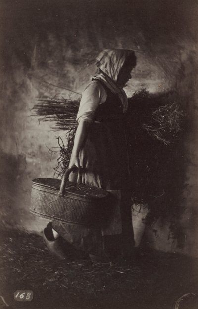 Female Peasant Carrying a Basket and Hay by Auguste Giraudon