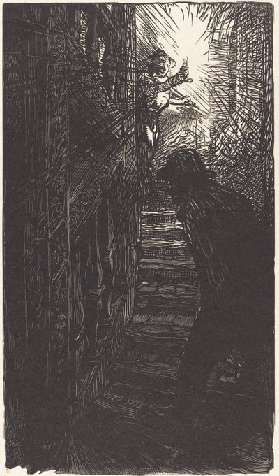Escalier sculpte rue Boutebrie by Auguste Lepere