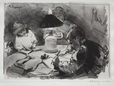 Autour de la Lampe, 1891 by Auguste Louis Lepère