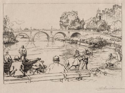 The Watering Place at Pont Marie by Auguste Louis Lepère