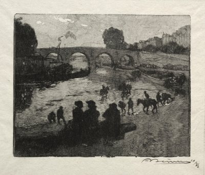 The Watering Place of Pont Marie by Auguste Louis Lepère