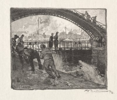 The Lock of the Canal St. Martin by Auguste Louis Lepère