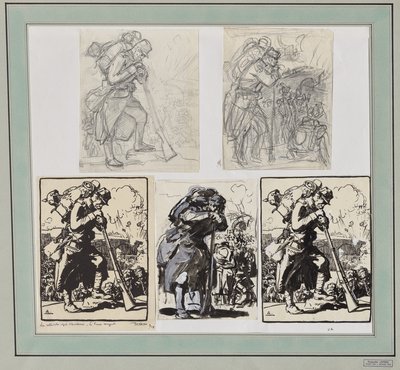 The Retreat after Charleroi... by Auguste Louis Lepère