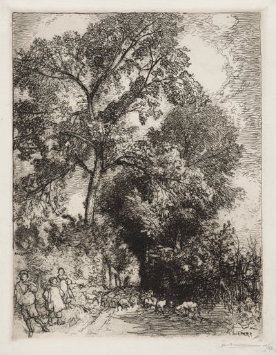 The Return of the Flock, Crèvecoeur by Auguste Louis Lepère