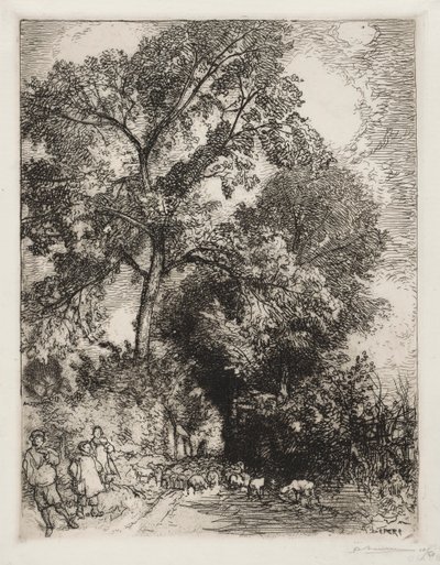 Le Retour du Troupeau, Crèvecoeur by Auguste Louis Lepère