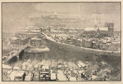 Paris under Snow by Auguste Louis Lepère