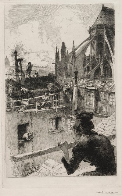 On the Roofs near Notre Dame by Auguste Louis Lepère