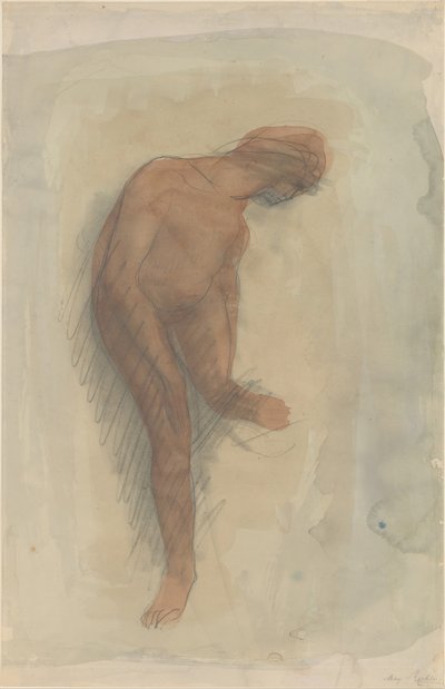 Nude Female Figure Holding Left Foot, 1900-1912 by Auguste Rodin