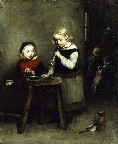 Blowing Bubbles by Auguste Theodule Ribot