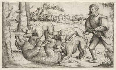 A Bear Hunt by Augustin Hirschvogel