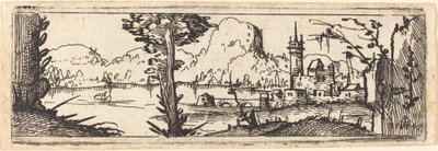 Landscape with Lake and Town by Augustin Hirschvogel