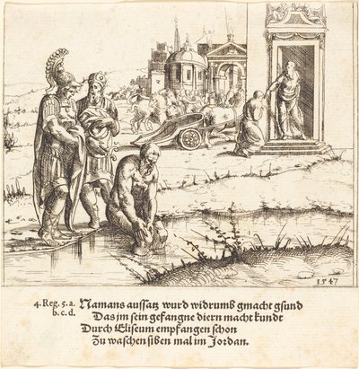 Naaman is Cured of Leprosy by Augustin Hirschvogel