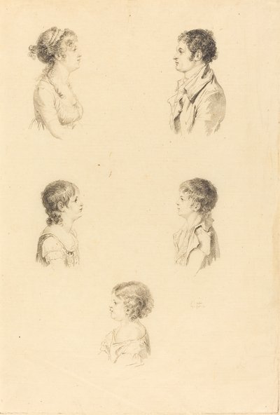 Five Busts by Augustin de Saint Aubin