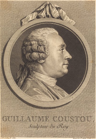 Guillaume Coustou by Augustin de Saint Aubin after Charles Nicolas Cochin II