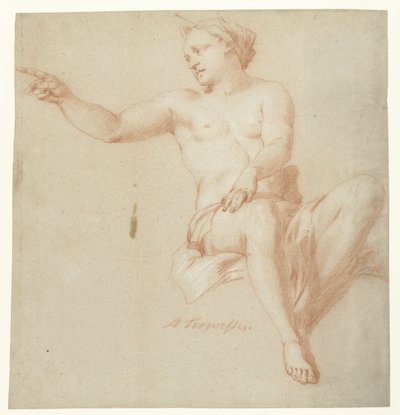 Seated Female Nude by Augustinus Terwesten (I)