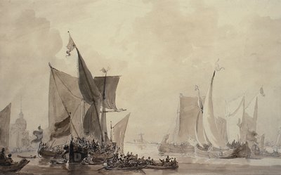 Sea Piece with Dutch Shipping by Augustus Wall Callcott