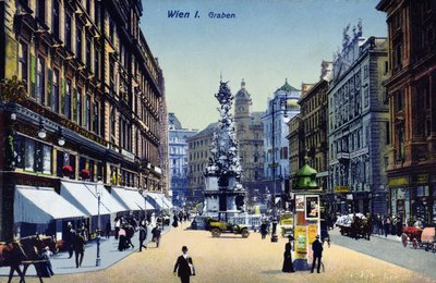 Postcard depicting the Graben in Vienna by Austrian School