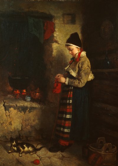 Girl Knitting by Axel Hjalmar Ender