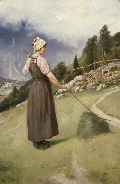 Girl Raking Hay by Axel Hjalmar Ender
