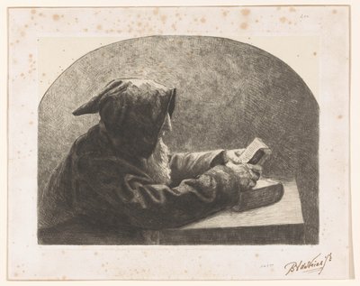 Reading Monk by B.J. de Vries jr. (signed by artist)