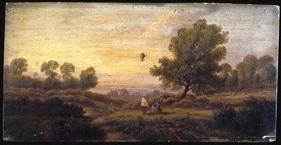 Balloon Over Woodland, c.1840 by B. Cook