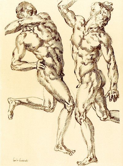 Two Male Nude Studies by Baccio Bandinelli