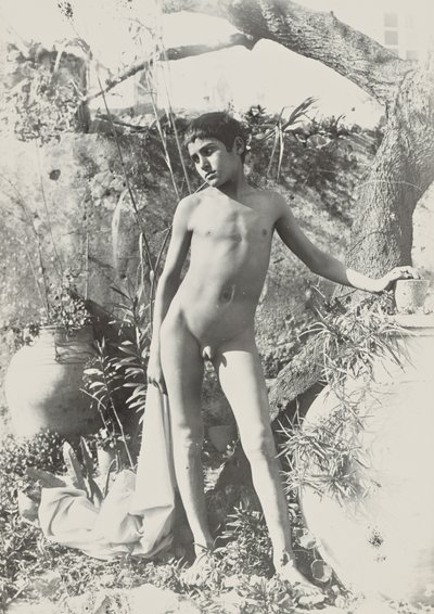 Nude Youth in Garden by Baron Wilhelm von Gloeden