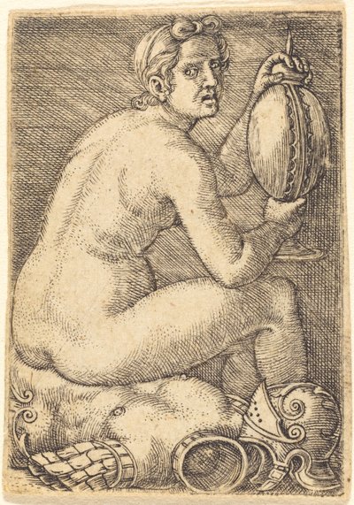 Naked Woman on an Armor (Prudentia?) by Barthel Beham