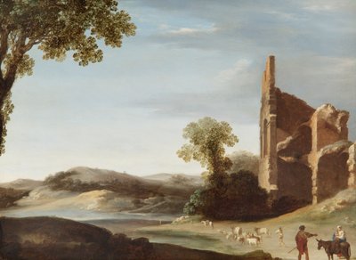 Landscape with Classical Ruins and Figures by Bartholomeus Breenbergh