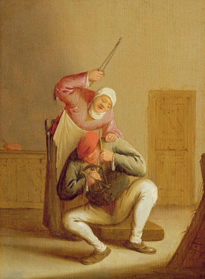 A Wife Beating Her Husband by Bartholomeus Molenaer
