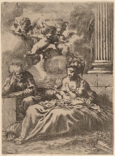 The Holy Family by a Column by Bartolomeo Biscaino