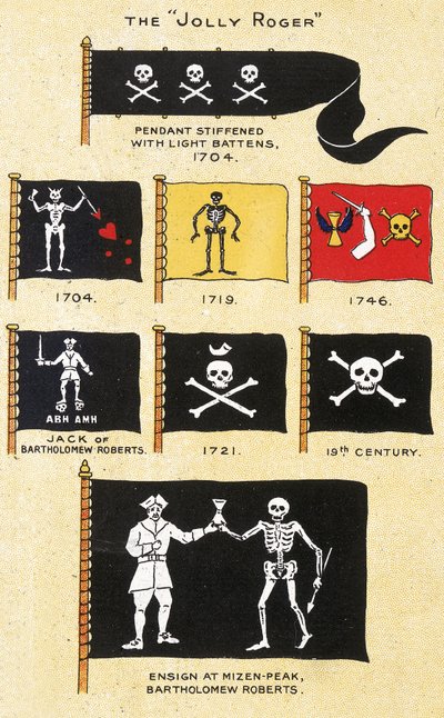 A selection of 18th century pirate flags by Basil Lubbock