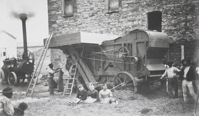 Steam Threshing Machine, Mons, 1883 by Belgian Photographer