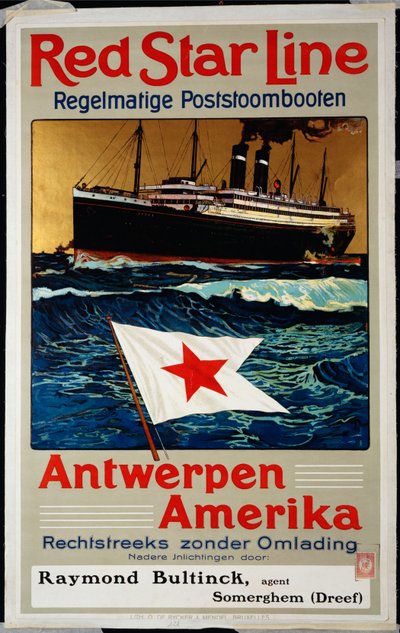 Red Star Line, Antwerp America by Belgian School