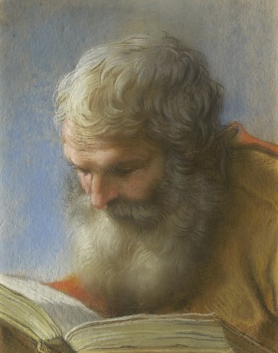 Head of an apostle reading by Benedetto Luti