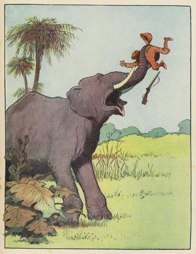 Elephant Attacking a Hunter by Benjamin Rabier