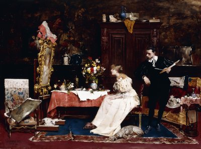 Presenting her Portrait, 1883 by Berci de Karlovszkyn
