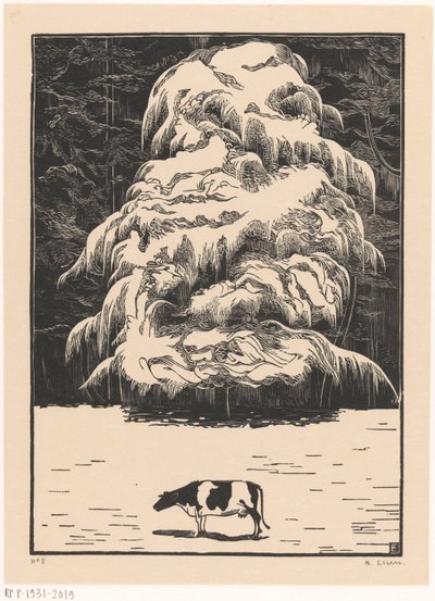 Cow by a Larch by Bernard Essers (signed by artist)
